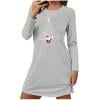 thumbnail image 2 of Stamzod Christmas Night Gowns for Adult Women Fall Winter Long Sleeve Casual Sleep Dress Xmas Holiday Women's Sleepwear Gray XL, 2 of 7
