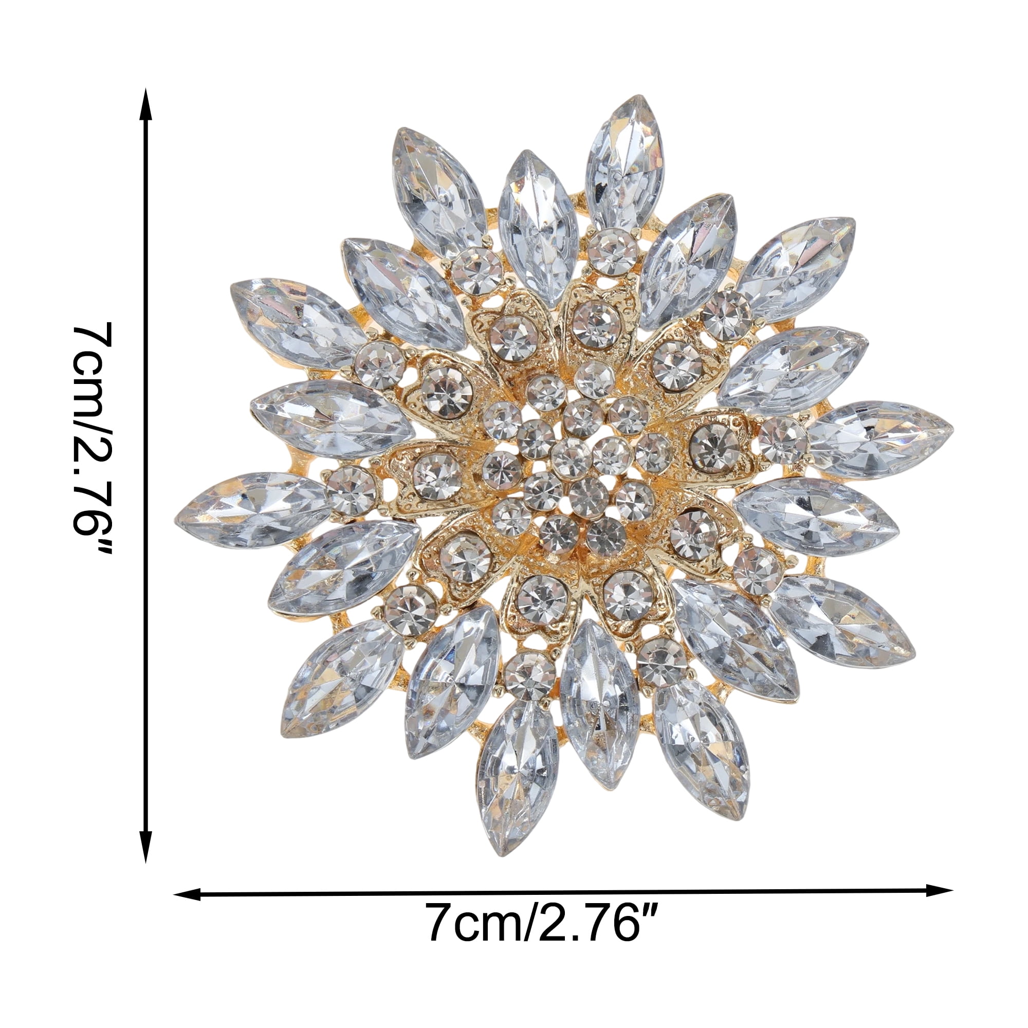 Unique Bargains Faux Crystal Ice Flower Rhinestone Brooch for Fashion Accessories White