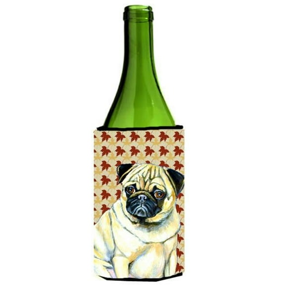 Pug Fall Leaves Portrait Wine Bottle  Hugger - 24 oz.