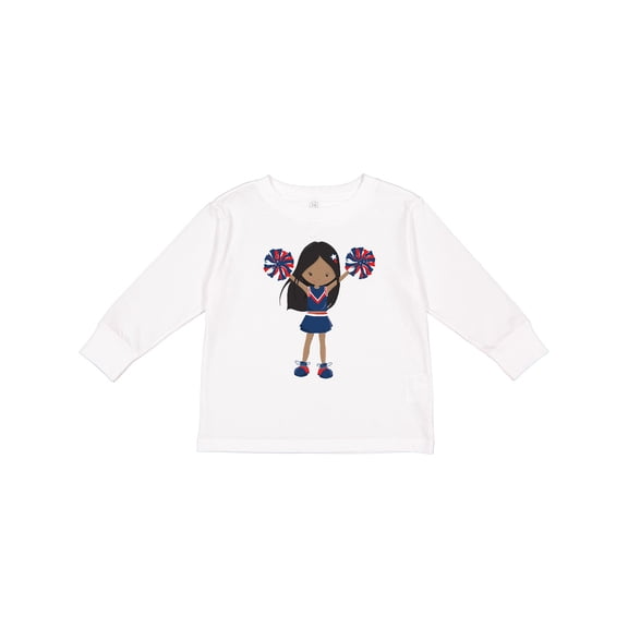 Inktastic African American Girl, Cheerleaders, Blue Uniform Girls Long Sleeve Toddler T-Shirt