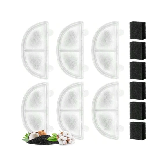 6 Pack Pet Fountain Replacement Filters Wireless Pumps Cat Dog Water Dispenser WF20 CF20 Triple Filtration System