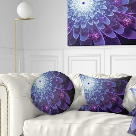 design art designart 'purple fractal flower petals close up' floral throw pillow