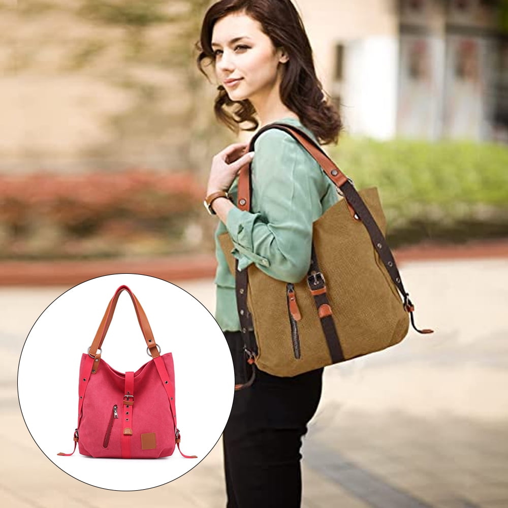 Women s Canvas Tote Purse Shoulder Crossbody Bag Small Handbag Multi pocket Top Handle Work Bags Walmart