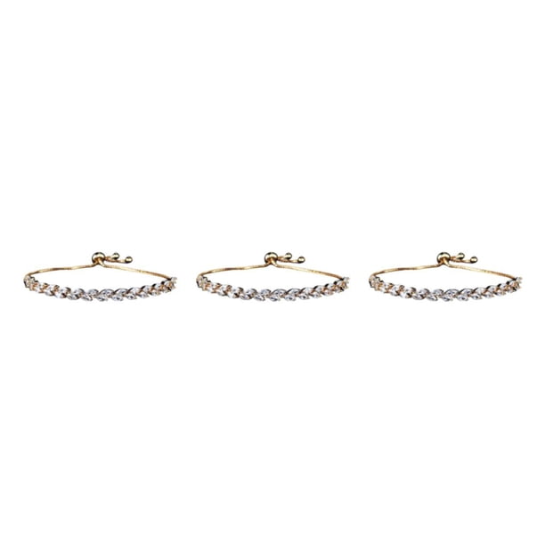 Minnieouse con cordón para mujer, pulseras de circón, brazalete de estilo Simple, cadena ajustable, joyería para fiesta, banquete, oro de 18 Type1 NO1