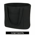 thumbnail image 3 of Muka Large Canvas Tote Bag with Outer & Inner Pocket, 21.5 x 16 x 6 Inch Black Grocery Shopping Bag, 3 of 6