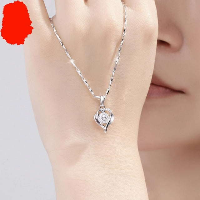 Collar para mujer, joyería para mujer, joyería para mujer, collar de corazón para mujer, cadena de clavícula con temperamento simple, toalla de cocina Love