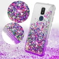 thumbnail image 3 of Cricket Debut/Vision 3/AT&T Calypso 1 & 2 (U318AA/U319AA) Liquid Glitter Phone Case Cover w/Tempered Glass Screen Protector - Clear/Purple, 3 of 5