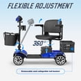 thumbnail image 6 of REARFIT Foldable 4 Wheels Mobility Scooter for Seniors, Electric Wheelchair with Detachable Battery, Dual Baskets, Cup & Phone Holder, 330lbs, Blue, 6 of 12