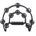 thumbnail image 1 of Musical Tambourine Handbell with Double Row Metal Jingles Percussion Drum Party Gift Percussion Instruments black, 1 of 8