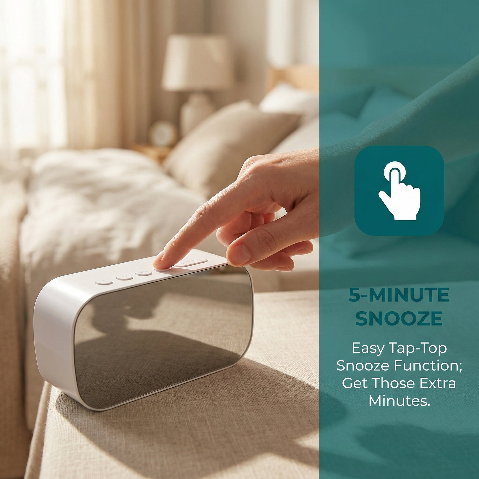Unique Bargains Mirror Dimmable Loud Alarm Clock with Large Numbers 5.1" x 1.4" x 2.6"