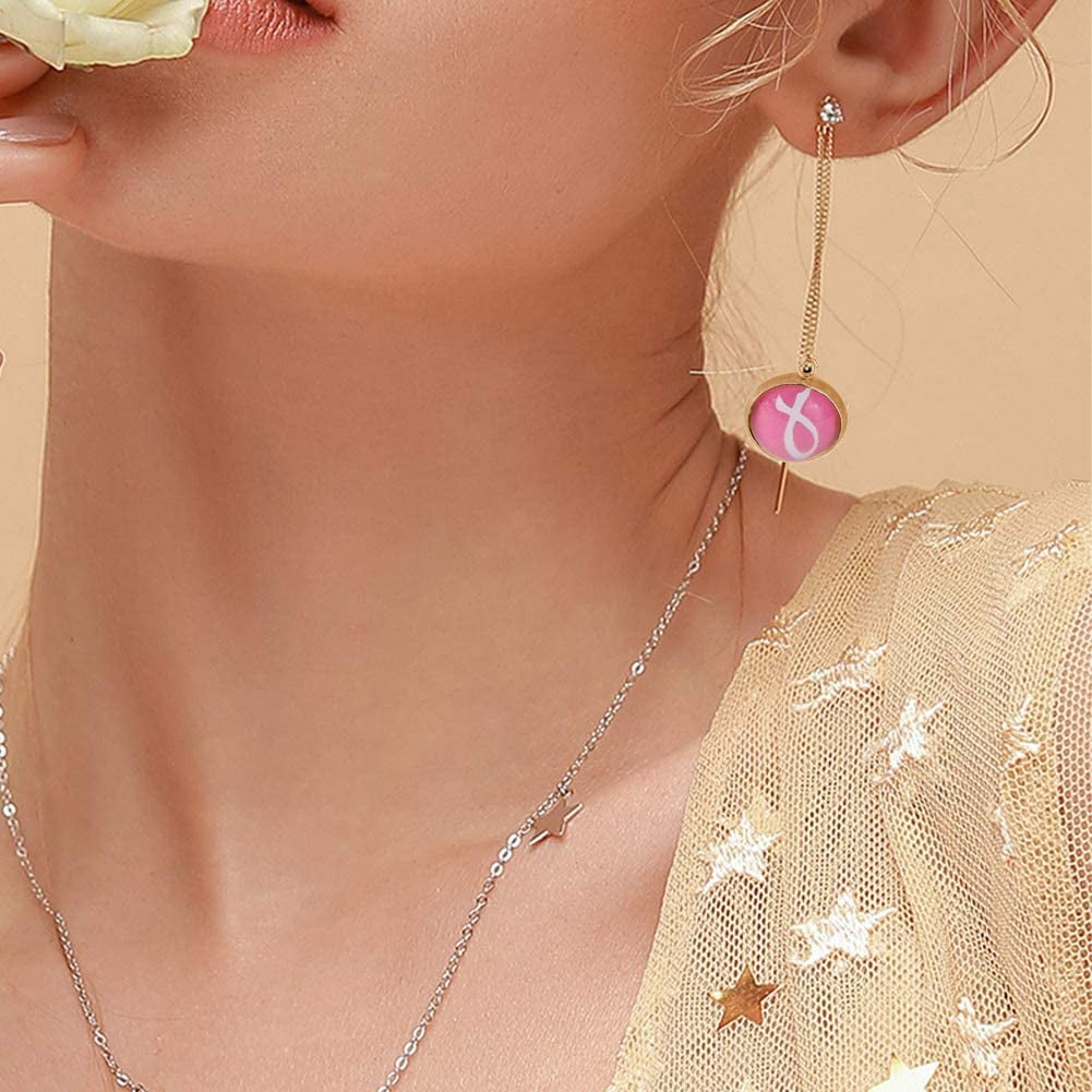 PH PandaHall 120pcs Pink Awareness Ribbon Glass Cabochons – 12mm For Breast Cancer Charity Jewelry Making