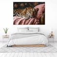 thumbnail image 4 of Mudket Framed Sleeping Leopard on Pink Pillow Canvas Wall Art, Cute Leopard Print Wall Decor for Bedroom, Cozy Animal Wall Art, Ready to Hang - 12"L x 8"W, 4 of 10