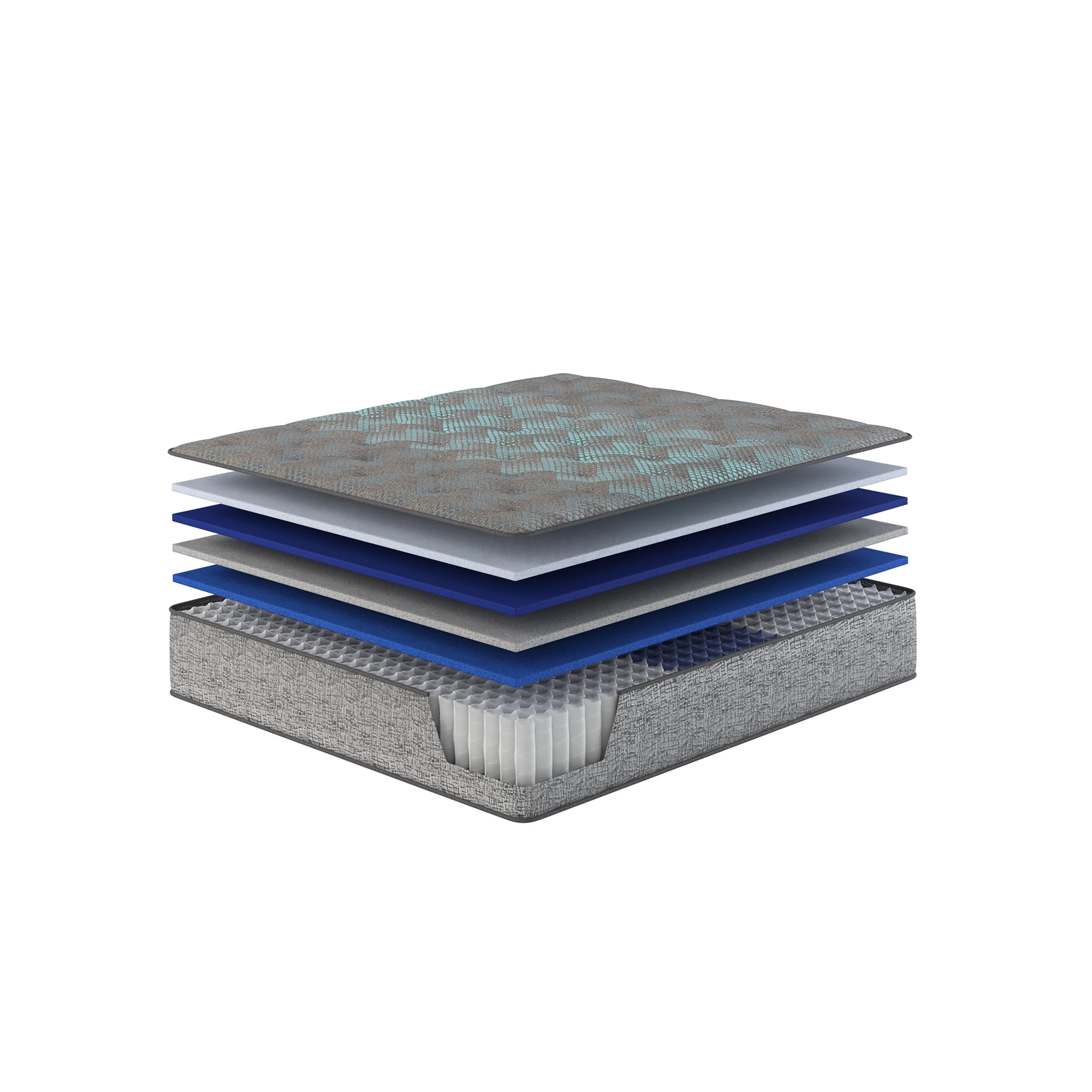 California King 13 Inch Firm Hybrid Cooling Mattress, Blue Grey, Pocket Coil Support for Motion Isolation & Cool Sleep