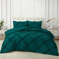 thumbnail image 2 of D.N.G. BEDDINGS 5 Piece Luxurious Diamond Ruffle Comforter Set Super Soft, All Season Pintuck 800 Thread Count, 100% Egyptian Cotton, Super King Size Teal Color, 2 of 9