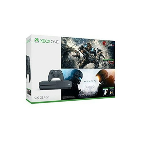 Restored Microsoft Xbox One S 500GB Console Gears Of War And Halo Special Edition Bundle White Home (Refurbished)