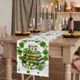thumbnail image 2 of St Patrick's Day Table Runner, Lucky Shamrock Leaf Books Coffee Cups Wooden Washable Cotton Linen Table Runners 48 Inches Long, Dresser Scarf Runner for Nightstand/Coffee/End Tables 13''x48'', 2 of 9