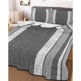 thumbnail image 3 of Quilts Twin XL Size, Vintage Black Gray Striped Soft Comforter Bedding Set for Bed, Farmhouse Modern Stripes Boho Lightweight Quilted Bedspread with Pillow Cover(2 Pieces) for All Season, 68x98 Inch, 3 of 9