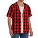 thumbnail image 2 of Fotbe Retro red and Black Houndstooth Camisa Estampada de Manga Corta para Hombre, Casual de Verano, Estilo Playero, Sin Arrugas-4X-Large, 2 of 5
