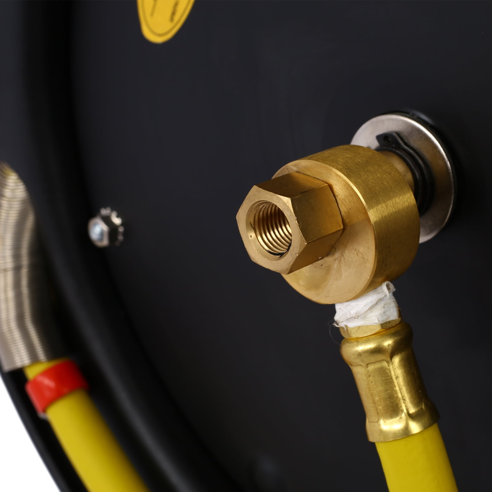 Air Hose Retractable 3/8"x50' Rubber Hose, Heavy Duty Max 300PSI Industrial Steel Single Arm Construction Industrial Grade Rubber Hose