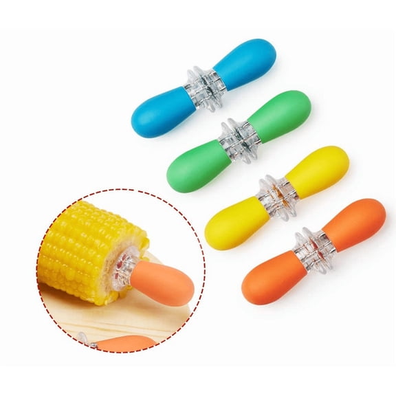 Corn Holders, 8 pcs Corn on The Cob Skewers Stainless Steel Corn Holders Safe Plastic Handle for BBQ Home Cooking Fork