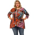thumbnail image 4 of Women's Plus Size T Shirt Floral Printed High Low Hem 3/4 Sleeve Peplum Tunic Tops Coffee 3X, 4 of 7
