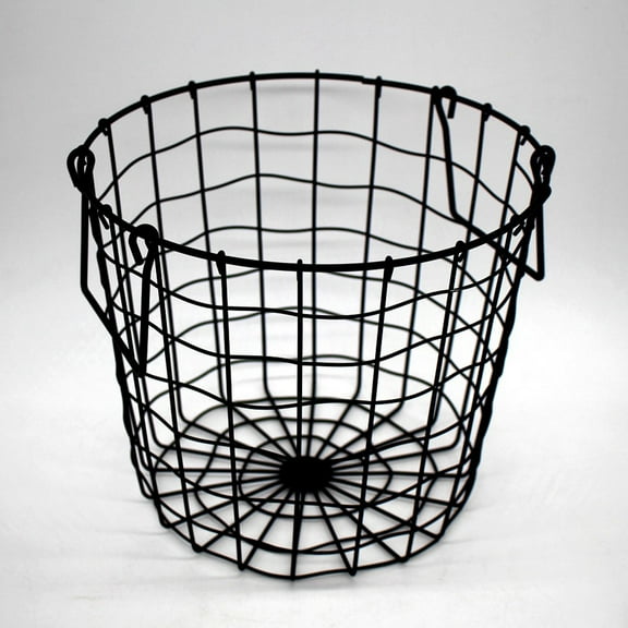 HEANUJJ Wire Storage Basket Black Metal Laundry Basket 1Pack for Bedroom Clothes Storage