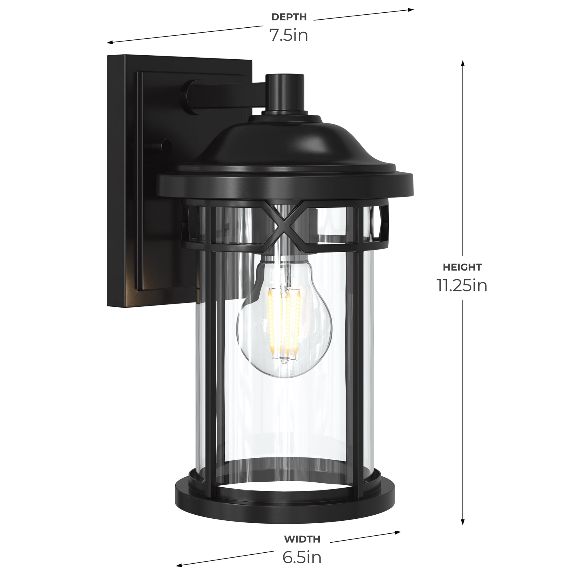 Better Homes & Gardens 11.25" H Transitional 1-Light Outdoor Corded Electric Wall Lantern with Clear Glass