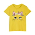 thumbnail image 2 of Eltusu Girls Cotton T-shirts, Crewneck Cute Pullover Short Sleeve Graphic Tee Yellow Size 4-5 T, 2 of 3