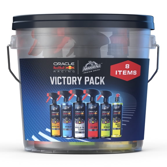 Armor All Podium Series Victory Pack Car Detailing Kit, 8-Piece Car Wash Bucket with Interior & Exterior Detailing Spray, Car Wash, Wheel Cleaner & Tire Shine