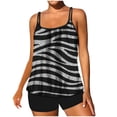 thumbnail image 2 of Frostluinai Tankini Swimsuits for Women Striped Bathing Suits Two Piece Color Block Adjustable Strap Boyshorts Beach Swimwear Gifts, 2 of 6