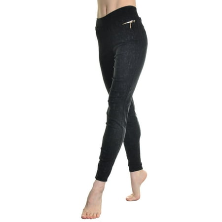 Angelina Cotton Blend Black Jegging with Pockets and Zipper Detail