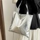thumbnail image 2 of Typpkmm Glossy Tote Bag, Genuine Leather Handbag for Women, Versatile Casual Work Shoulder Bag, Green, 2 of 7