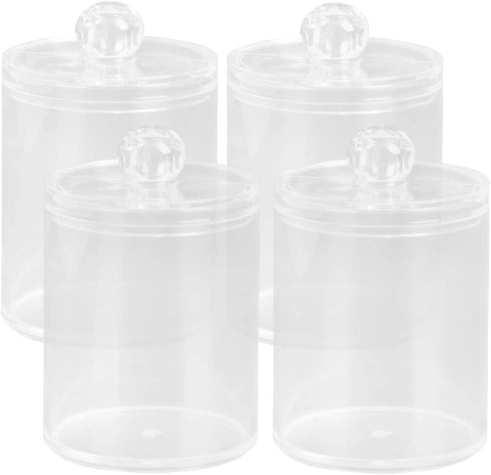 4 Pack Qtip Dispenser Apothecary Jars Bathroom Cotton Swab Ball Pad