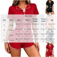 thumbnail image 4 of Tqcoqu Women's 2 Piece Pajama Set, Contrast Trim Bow Decor Short Sleeve Split Front Top & Elastic Waist Lettuce Trim Shorts, Soft Summer Loungewear Sleepwear Outfit Set,Dark Blue Women's S-XL, 4 of 5