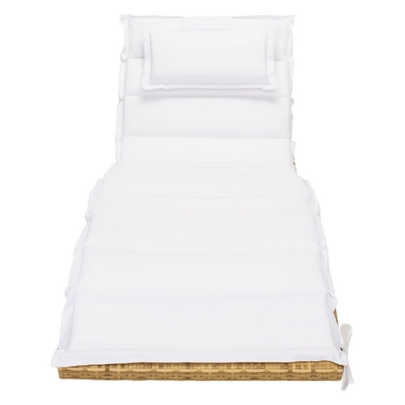 SAFAVIEH Colley Wicker Outdoor Chaise Sun Lounger, Natural