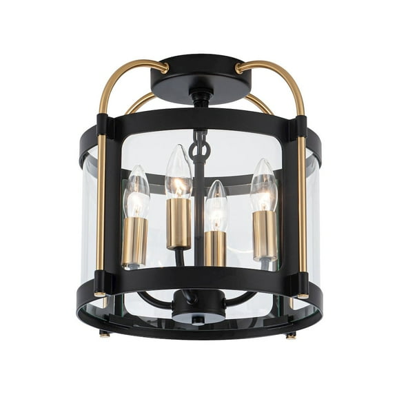 Artcraft Lighting Bonita Collection 4Light Flush Mount Black and Brushed Brass