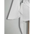 thumbnail image 6 of White Oversized Plunging V-Neck Mini Dress With Bell Sleeves And Twist Front Detail, 6 of 8