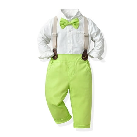 

Hbdhejl Outfit Set For Boys Girls Toddler Long Sleeve Solid Color T Shirt Tops Suspenders Pants Child Kids Gentleman Outfits 5-6 Years