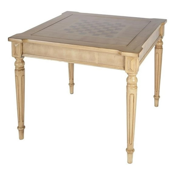 Pemberly Row Contemporary Antique Beige Multi-Game Card Table