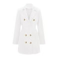thumbnail image 3 of WEIYLL Womens Fleece Jackets Double Long Sleeve Belt Dress Solid Color Mid Length White Fall Clothes Size S, 3 of 5