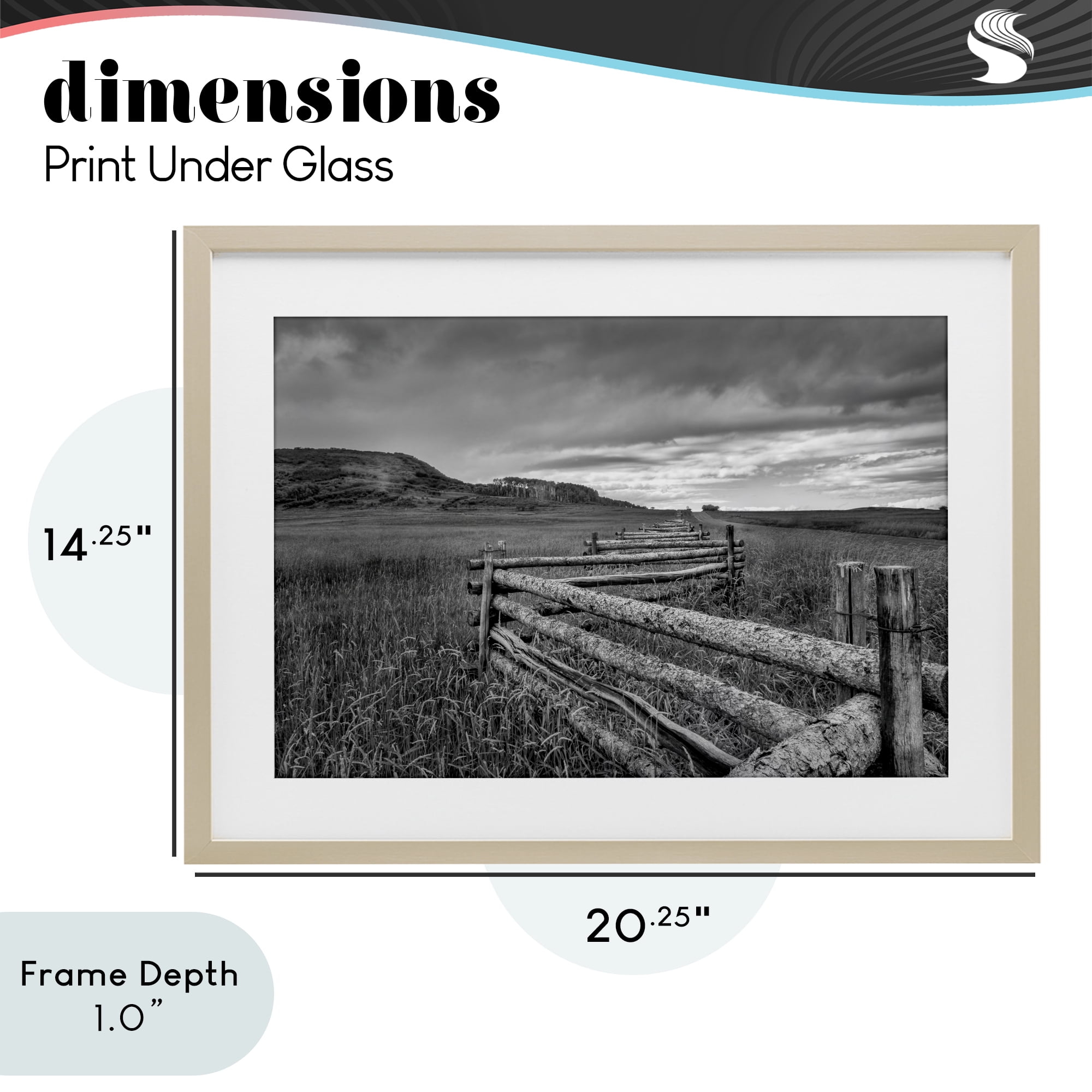Stupell Industries Weathered Fence to Distant Horizon Birch Framed Print Under Glass, design by Jon Evan