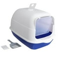 thumbnail image 2 of Caja de arena para gatos con tapa Caja de arena para mascotas Inodoro para gatos completamente cerrado Fácil de limpiar Borde alto Portátil con puerta Azul, 2 of 8