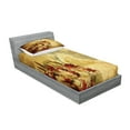 thumbnail image 2 of Ambesonne Vintage Fitted Sheet & Pillow Sham Set, Retro Flower Chamomile, Twin, Tan Orange, 2 of 2