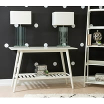 Linon Ashville Mid-Century Indoor Console Table with Shelf, White
