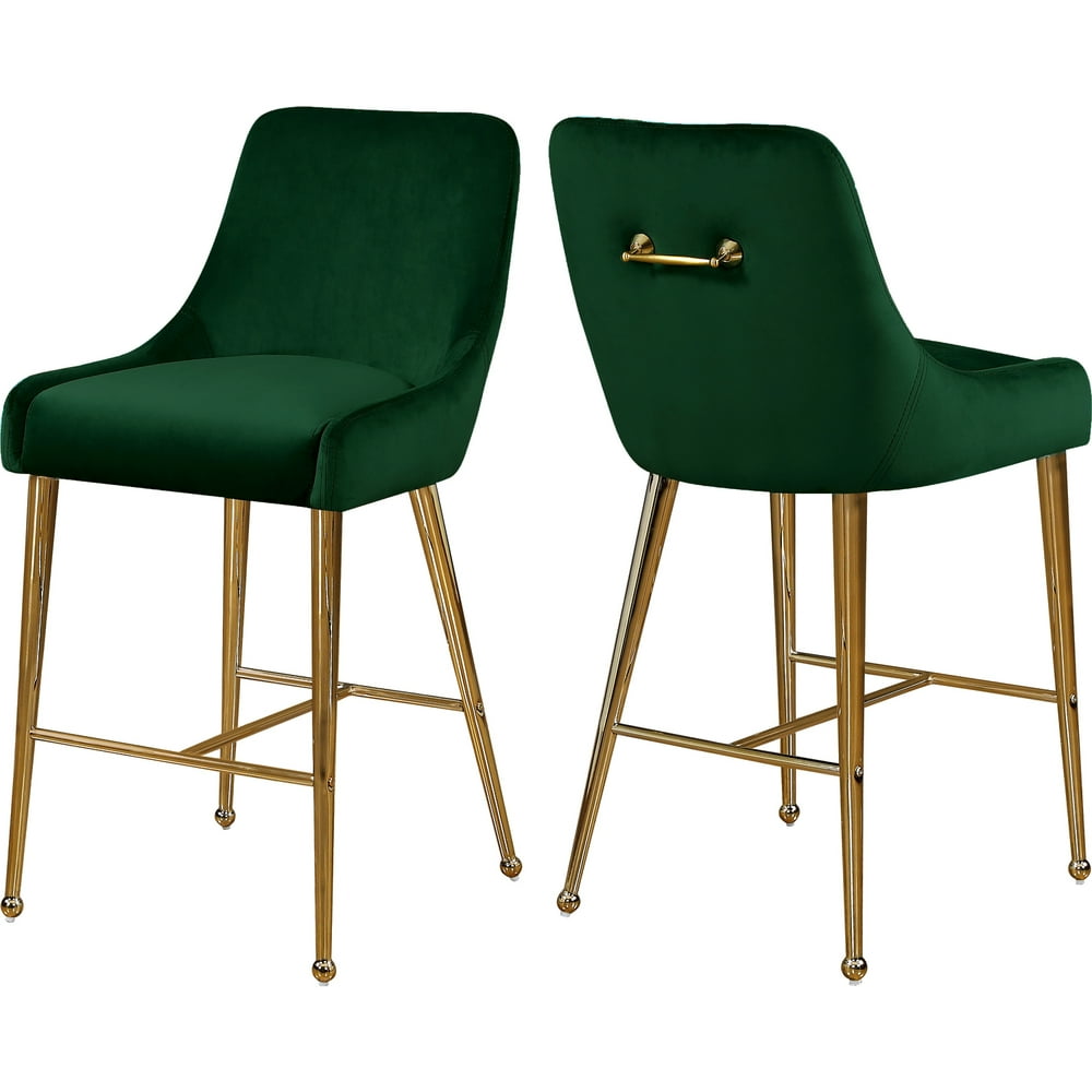 Owen Green Velvet Stool, Set of Velvet,FinishGold,Style