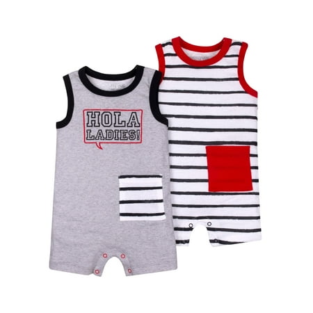 Green Sprouts Organic Terry - 100% Organic Cotton Sleeveless One Piece Romper, 2-pack (Baby Boys)
