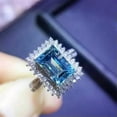 thumbnail image 3 of HOOUN Fashion Silver Plated Rings Oval Cut Cubic Zircon Women Wedding Jewelry Sz 6-10-Blue-10, 3 of 3