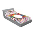 thumbnail image 2 of Ambesonne Abstract Fitted Sheet & Pillow Sham Set, Wavy Flowers Blossoms, Twinxl, Multicolor, 2 of 2