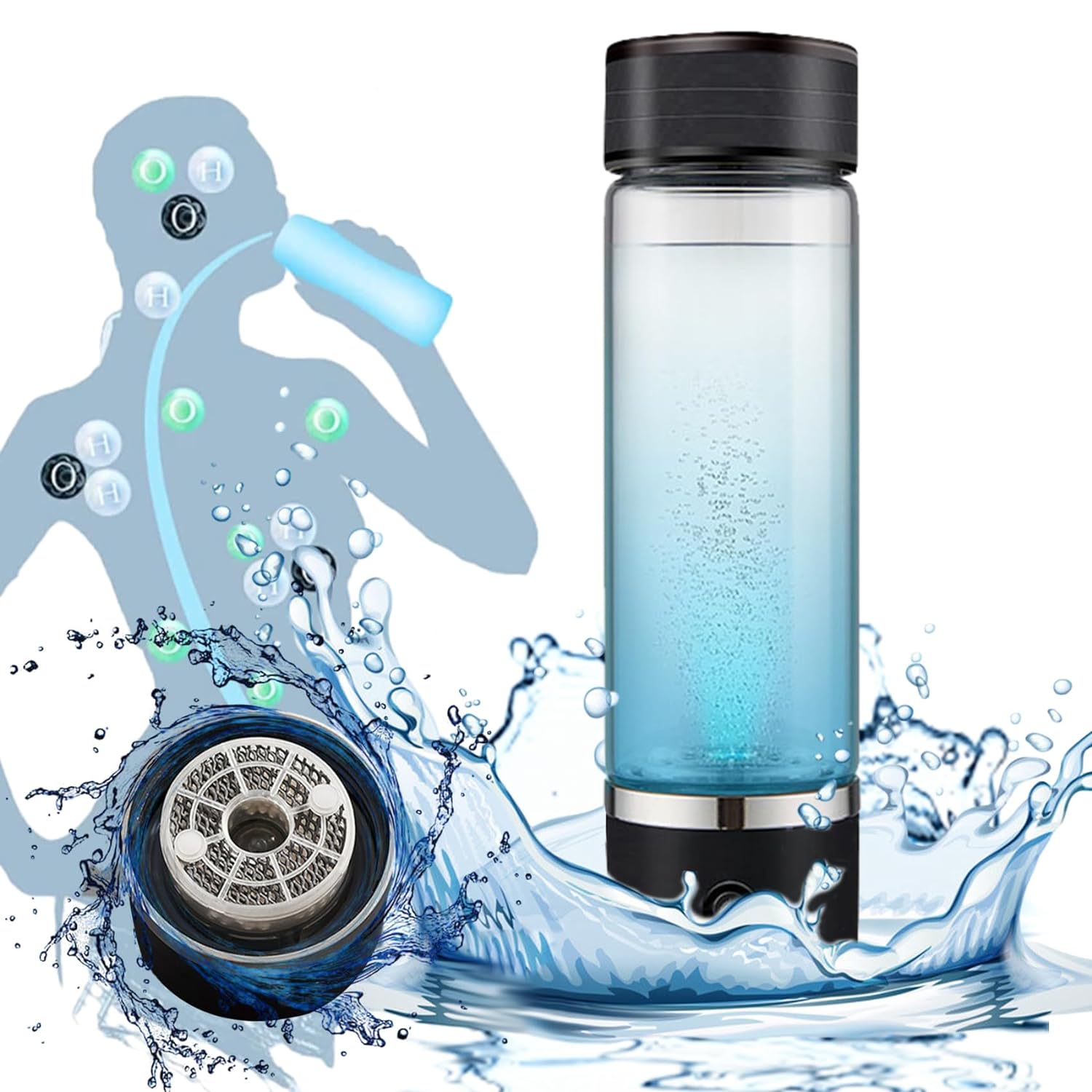 ZoJio SPE and PEM Technology 420 ml Borosilicate Glass Water Bottle