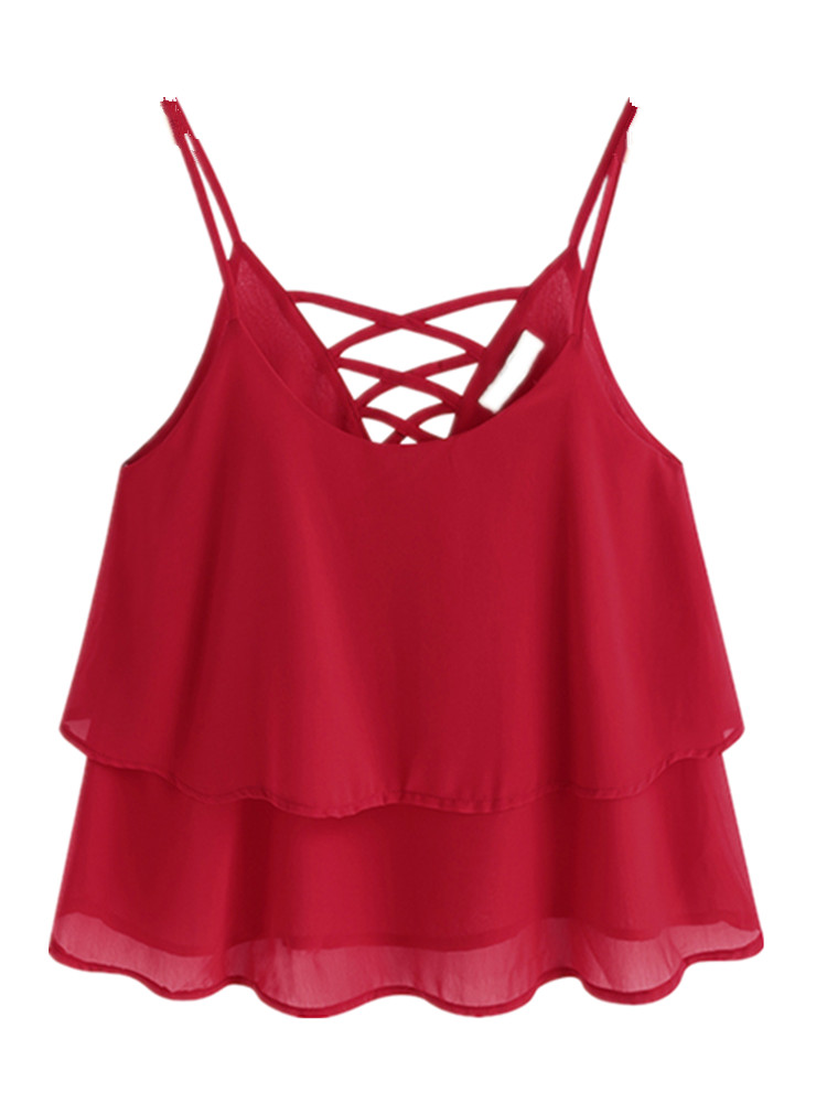 spaghetti strap ruffle top